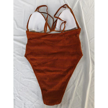 S - XXL 5 Colors V Neck Mesh Sheer Women Swimwear One Piece Swimsuit Female High Leg Cut Monokini Bather Bathing Suit Swim