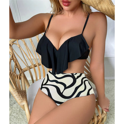S - XL Printed Underwired Female Swimsuit High Waist Bikini Women Swimwear Two-pieces Bikini set Bather Bathing Suit Swim