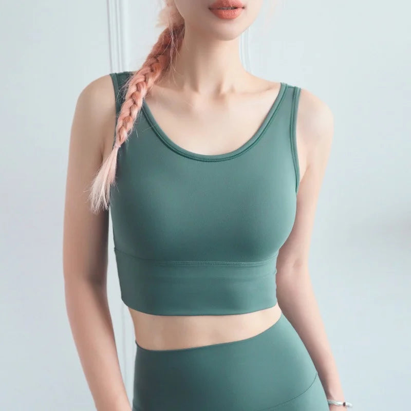 U Neck Yoga Vest Yoga Crop Bra Gym Crop Top Sports Bra Strappy Cropped Tops Workout Yoga Crop Scoop Neck Fitness Cami