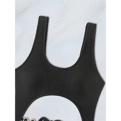 Diamond Rhinestones Tummy Cut Out One Piece Swimsuit Women Swimwear Female Knotted High Leg Cut Bather Bathing Suit Swim