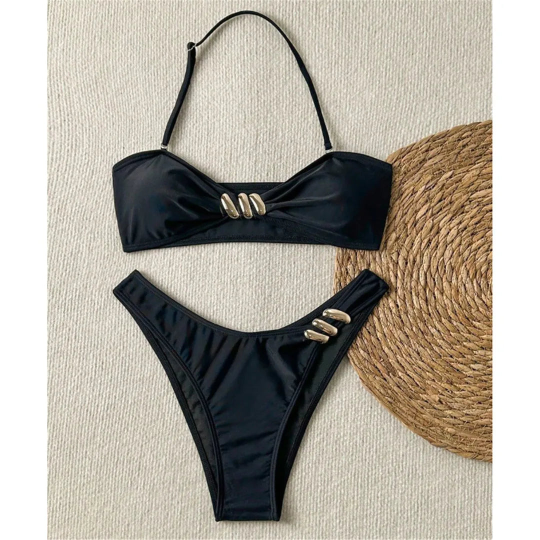 XS - L Halter Brazilian High Leg Cut Bikini Female Swimsuit Women Swimwear Two-pieces Bikini set Bather Bathing Suit Swim