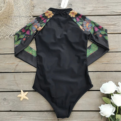 Surfing Sport Swimsuit One Piece Long Sleeves Women Swimwear Skeleton Zipper High Quality Bath Suit Halloween Costumes