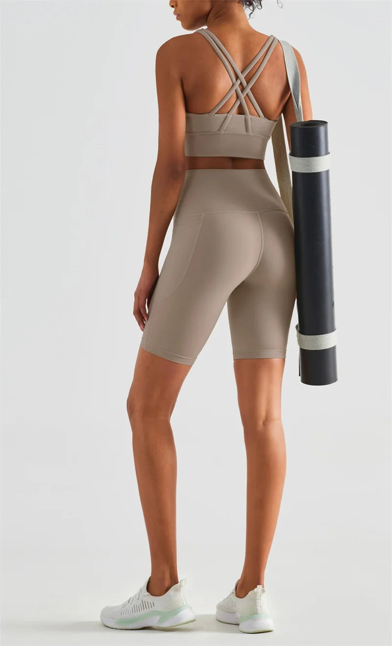 Biker Shorts Women Yoga Shorts with Pockets Running Short Women's Total Train High Rise 7" Bike Shorts Running Short