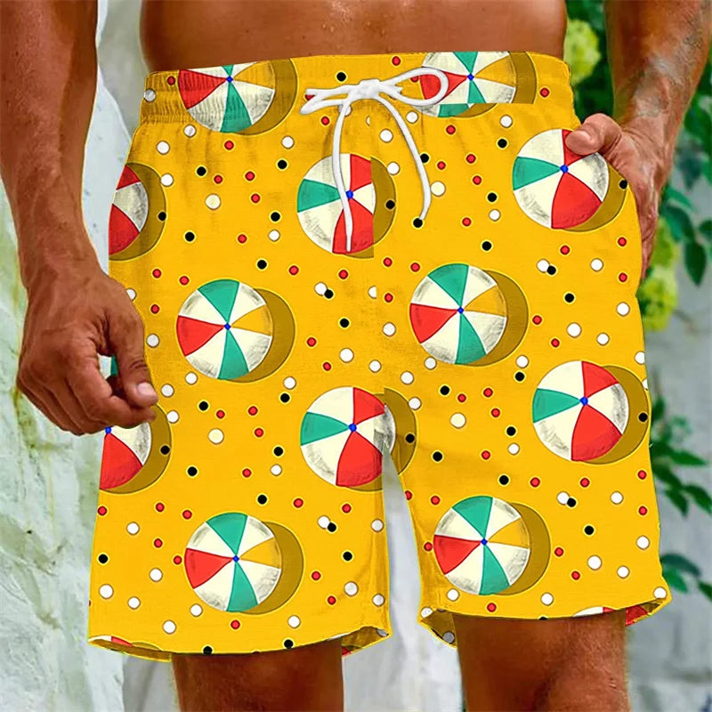 Mens Cartoon Fruit Beach Shorts 3D Printed Plants Swim Trunks Summer Quick Dry Board Shorts Hawaiian Party Swimming Shorts