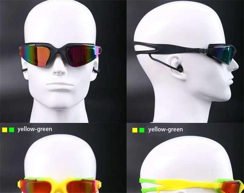 Professional Swimming Goggles for Men and Women, Silicone Anti-Fog, UV Adjustable, Multicolor Swimming Glasses with Earplug
