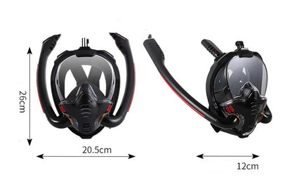 Double Tube Snorkeling Mask Scuba Spearfishing Full Face Anti-Fog Diving Goggles Panoramic Wide View Air Supply For Swimming