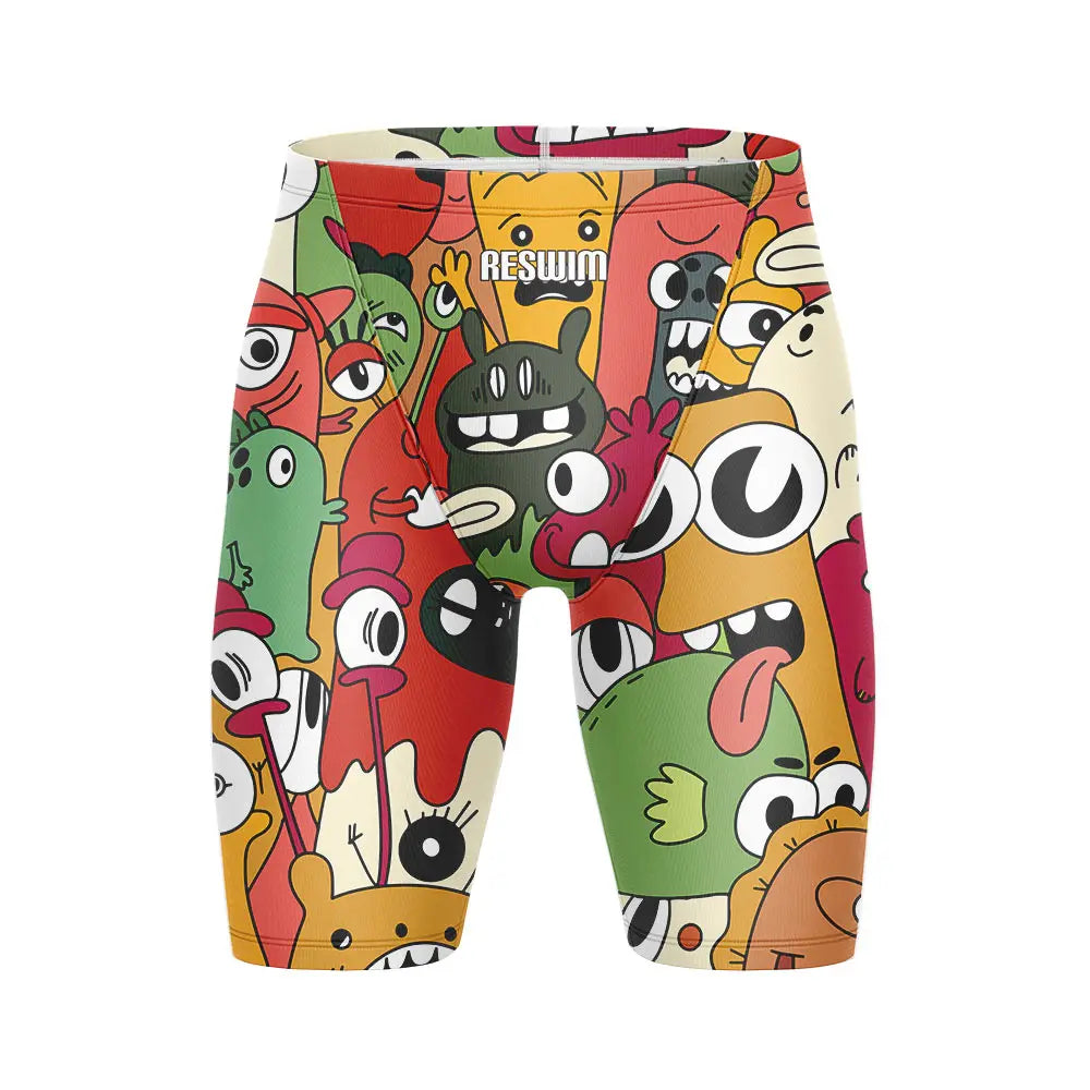 Men's Swim Jammer Athletic Practice Knee-Length Swimsuit Shorts Beach Tights Shorts Swim Pool Pants Swimming Trunks Swimwear