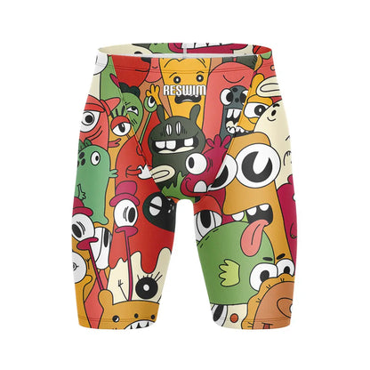 Men's Swim Jammer Athletic Practice Knee-Length Swimsuit Shorts Beach Tights Shorts Swim Pool Pants Swimming Trunks Swimwear