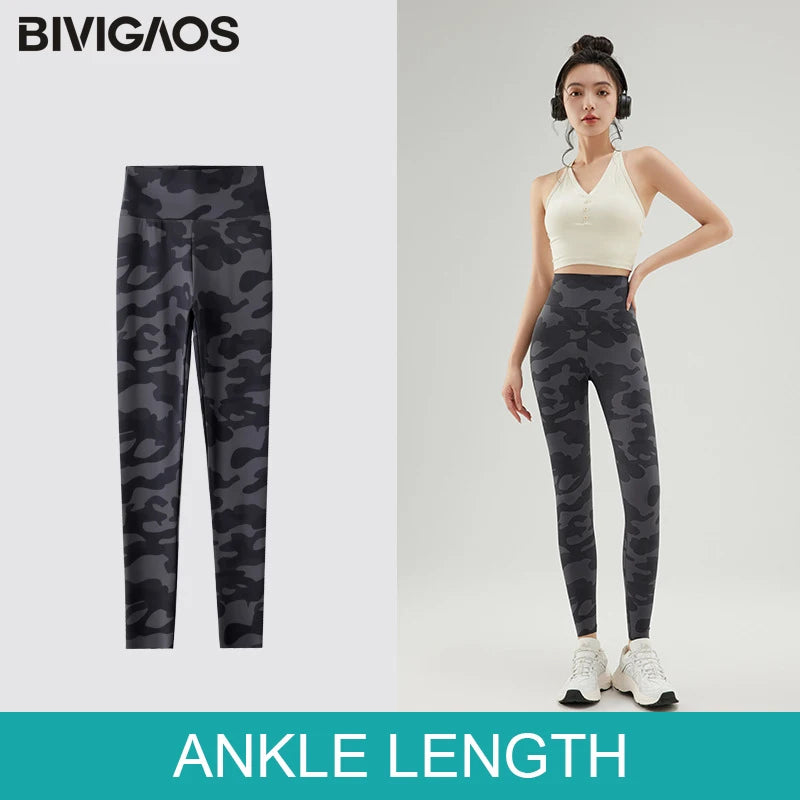 BIVIGAOS Summer Camouflage Green Sharkskin Biker Shorts Knee Length Short Leggings Women Casual Sports Cycling Shorts