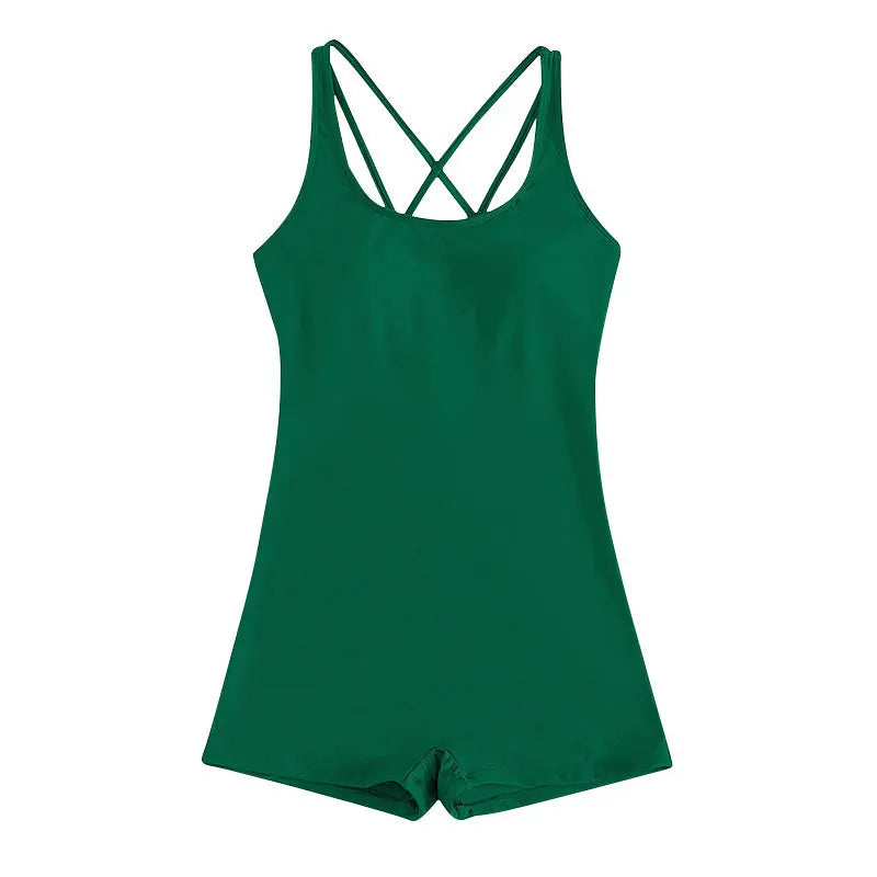 Women's One-Piece Swimsuit - Solid Color Athletic Surfing Swimwear