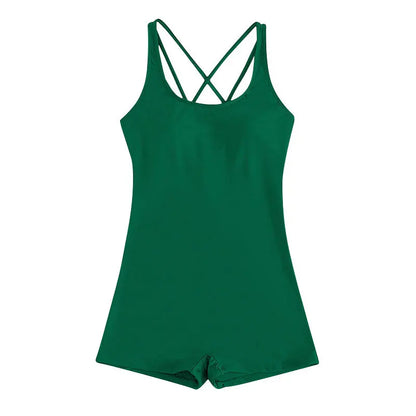Women's One-Piece Swimsuit - Solid Color Athletic Surfing Swimwear