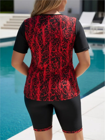 XL-6XL Plus Size Tankini Rash Guard Short Sleeve Swimsuit Women's Push Up Large Size 3XL 4XL Swimsuit Summer Tummy Control Swimwear Tankini Sets
