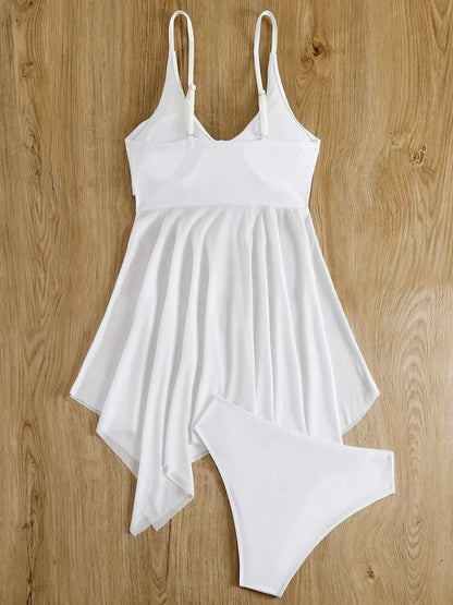 VigoCasey Solid Strapped Swimwear Women Mesh Patchwork Tankini Set Backless Push Up Swimsuit Summer Beach Bathing Suit