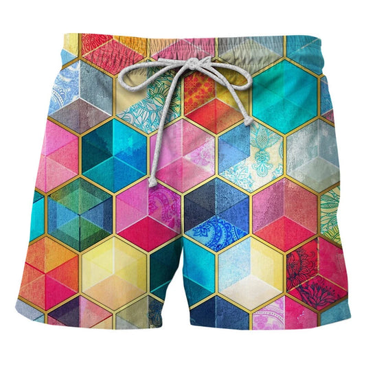 Plus Size Men Fashion Retro Pattern 3d Printed Beach Pants Men Board Shorts Swimming Trunks Loose Casual Comfortable Sport Shorts