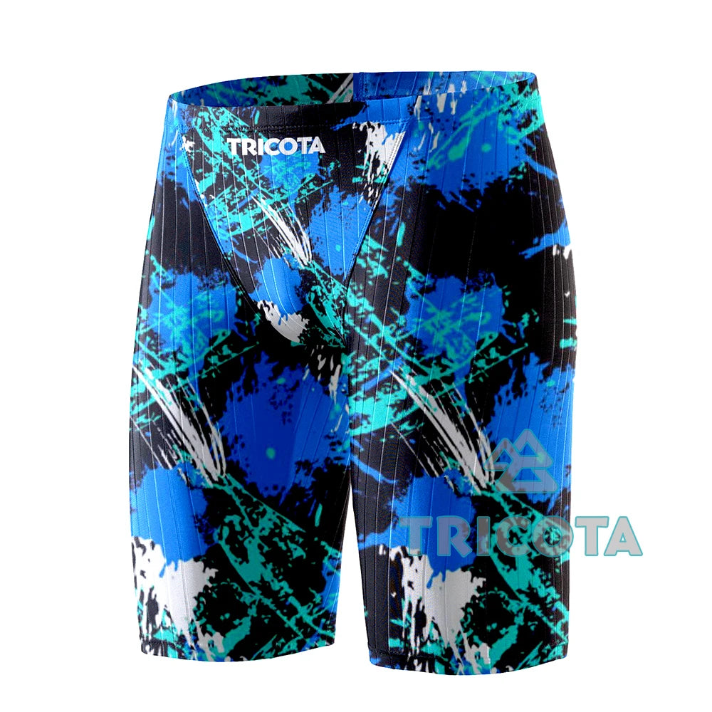 Men Jammers Swimsuit Competitive Swim Team Suit Quick Dry Swimwear Athletic Training Swimming Shorts Beach Tight Surfing Trunks