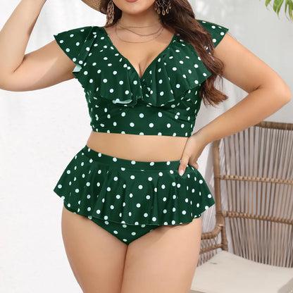 0XL - 4XL Polka Dots Bikini Large Size Swimwear Plus Size Women Swimsuit Female Two-pieces Bikini set Bather Bathing Suit