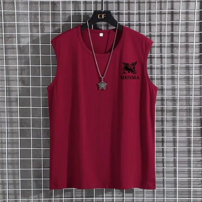 Plus Size Men's Sleeveless T-shirt Oversized Loose Solid Color O-Neck T-shirt XL-12XL/60-180KG