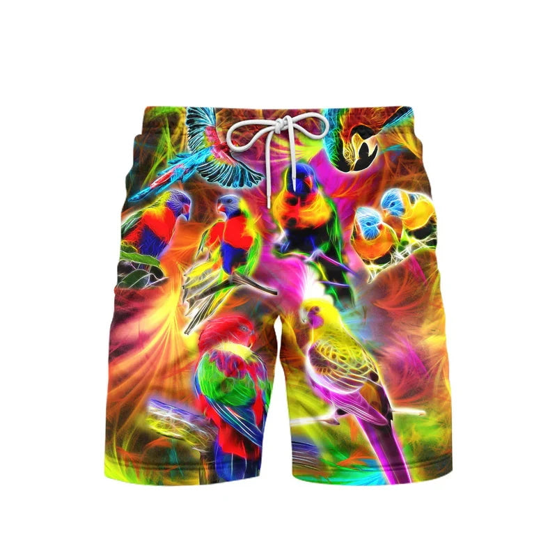 3D Print Neon Pattern Beach Short For Men Summer Hip Hop Personality Food Pattern Music Party Swimming Shorts Quick-drying Trunk