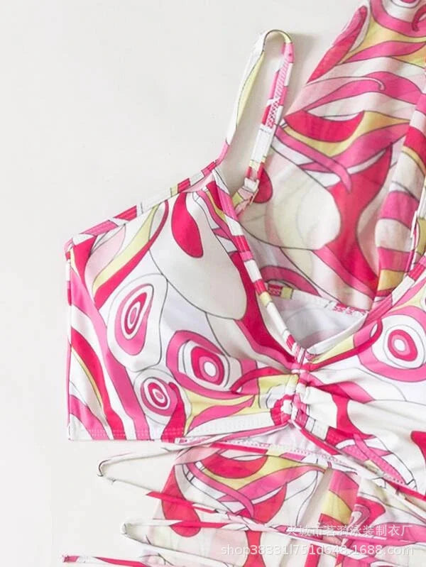 Summer Print Bikinis Swimwear Female Swimsuit Beachwear Push Up Three-Piece Bikini Set Women Swimming Bathing Suit