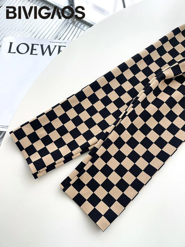 Checkerboard Plaid Shark Leggings Women High Waist Tight Slim Push Up Leggings Seamless Sports Fitness Leggings