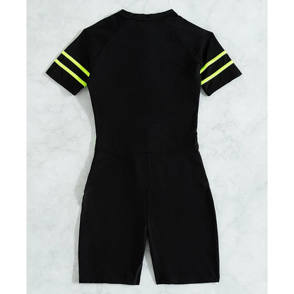 Solid Short Sleeve Swimwear Women Hollow Mesh Push Up One Piece Swimsuit Monokini Summer Beach Bathing Suit