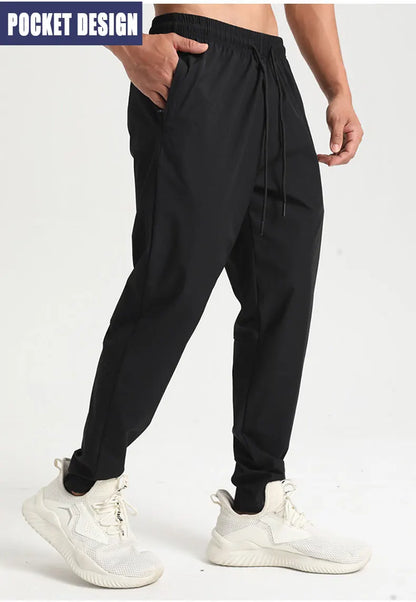 Men Gym Jogging Sport Pants Thin Loose Quick-Dry Long Exercise Clothing Zipper Pockets Training Bodybuilding Trouser Marathon