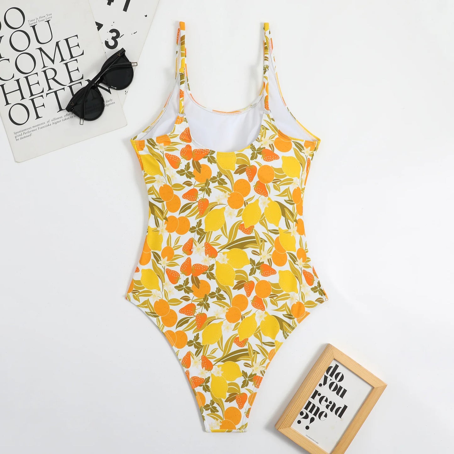 Multi-Color One-Piece Swimsuit Backless Cross-Border Print Adult Women's Swimwear with Chest Pad No Steel Support