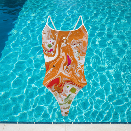One Piece Thin Shoulder Straps Swimsuit for Women Fitness Race Swimwear Monokini Bathing Suit Comfortable Beachwear