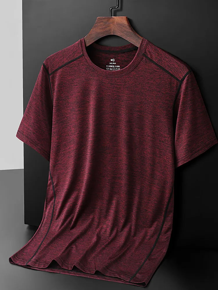 Large Size 6xl 7xl 8xl Mens T Shirt Breathable  Quick Drying Cool Summer T-shirts Sporting Outdoor Ice Silk Tee Tops
