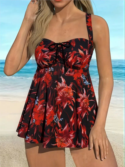 Tankini Swim Dress Swimsuit Women Summer Bathing Suit Tankini with Shorts Bikini Set Sleeveless Swimwear Women Beach Swimming Suit For Female