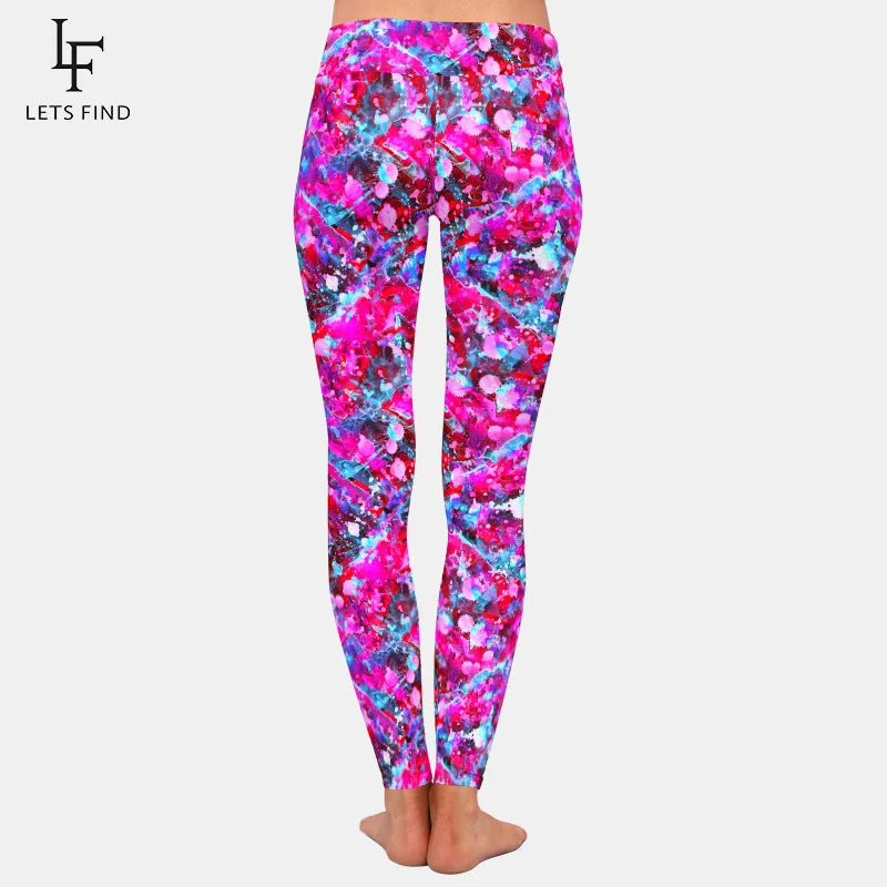High Quality Women Warm Leggings Fashion 3D Watercolor Splatter Printing High Waist Fitness Silm Leggings