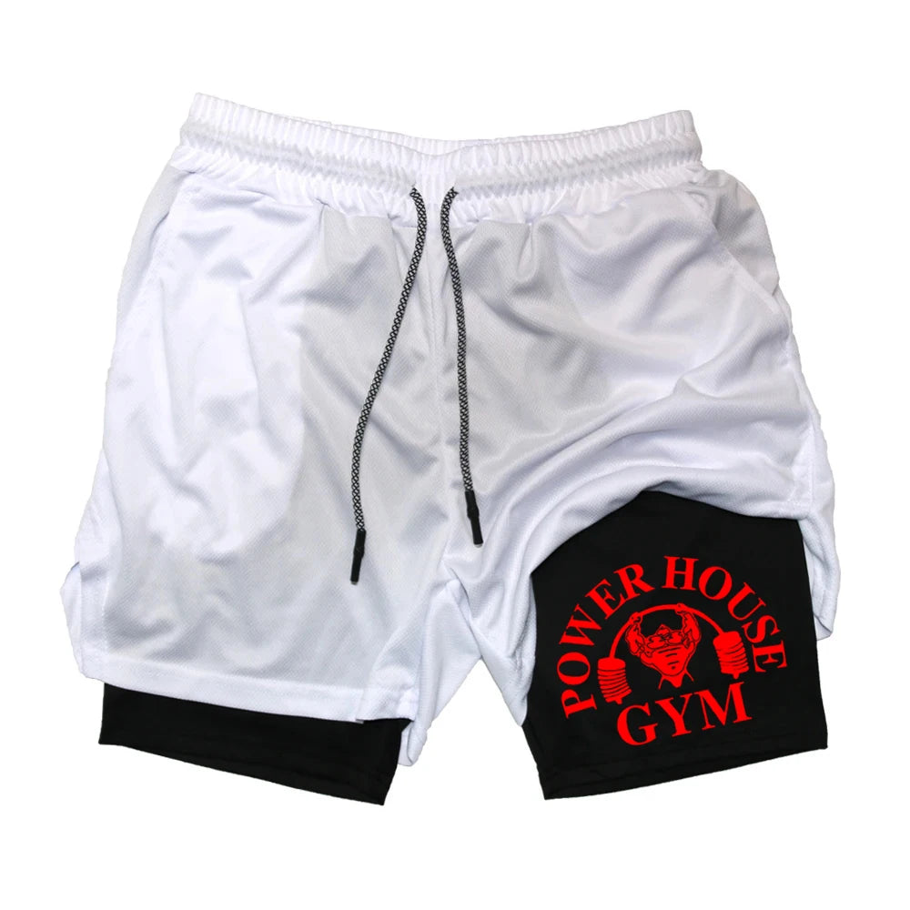 Camouflage running shorts for men's gym sports shorts 2-in-1 quick drying exercise training gym fitness jogging shorts for summer