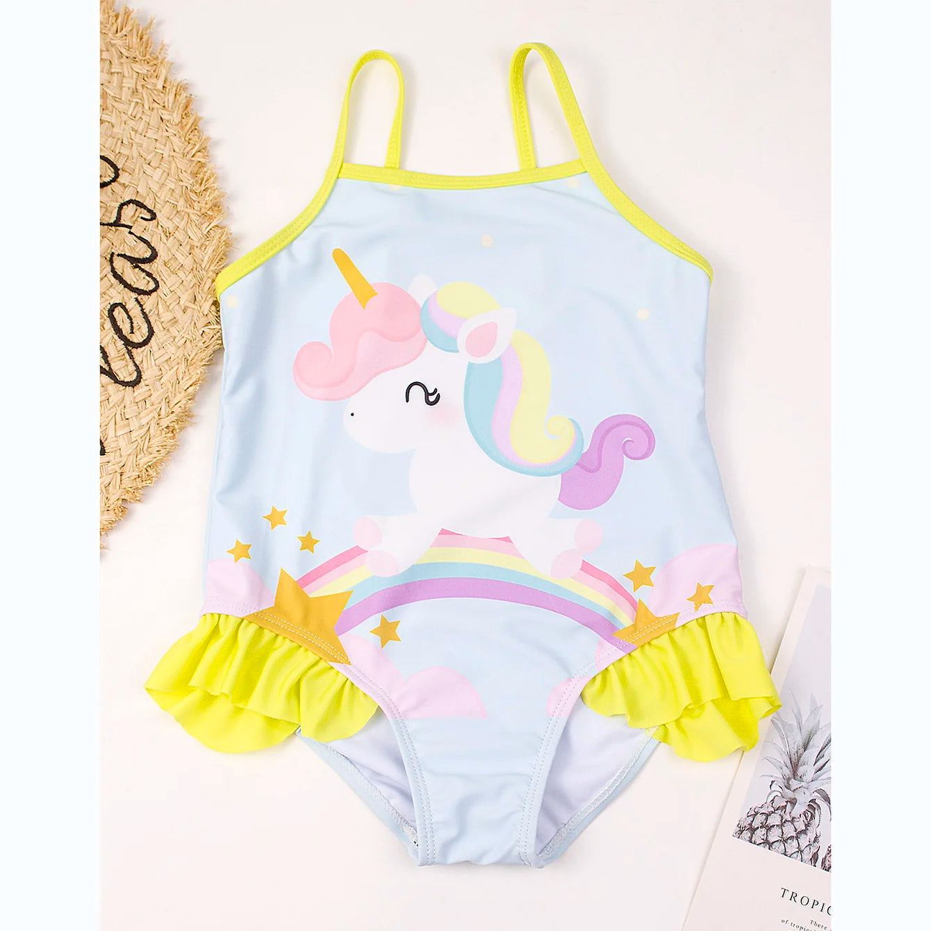 Girls Ruffle Bikini Swimsuit Gradient Leopard Floral Animal Kids Swimwear Children one piece bathers