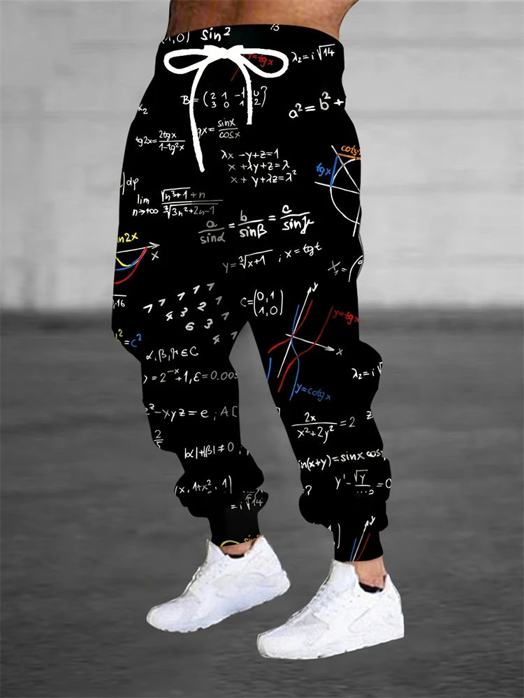 Men's Pants Stylish Abstract Print Outdoor Running Fitness Pants Relaxed Fit Comfortable Drawstring Sweatpants