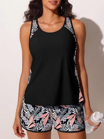 Strappy Tankini Set Two Pieces Women Printed Swimsuit Shorts Swimwear Female Bathing Swimming Suit Padded Beachwear Summer