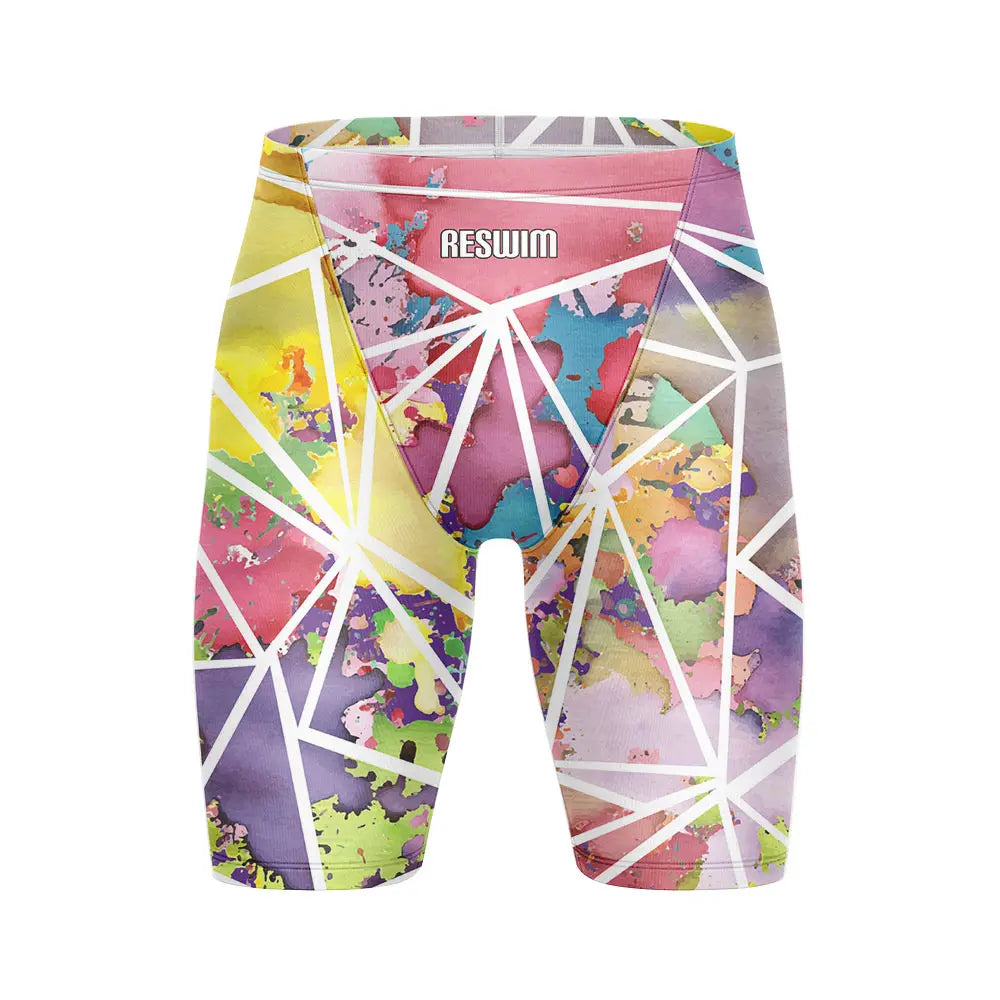 Men's Print Swim Jammer Training Sports Beach Diving Surfing Pants Tight Shorts Swimming Trunks Quick Dry Swimsuit