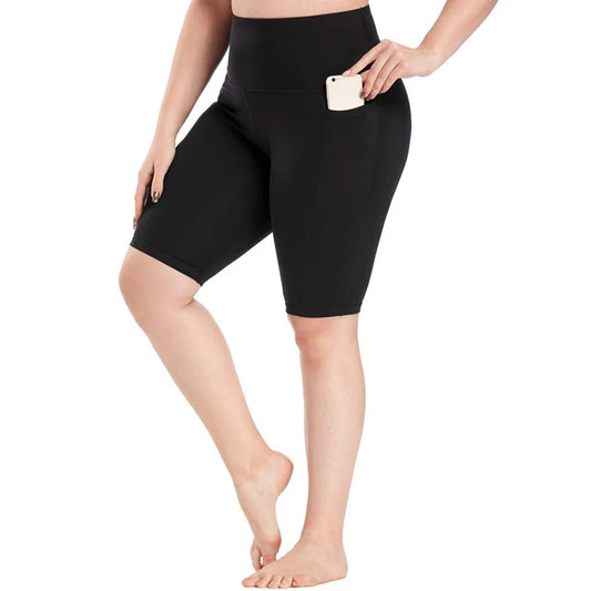 Women Plus Size Biker Shorts with Pockets High Waist Tummy Control Shorts for Yoga Workout Running Volleyball Shorts