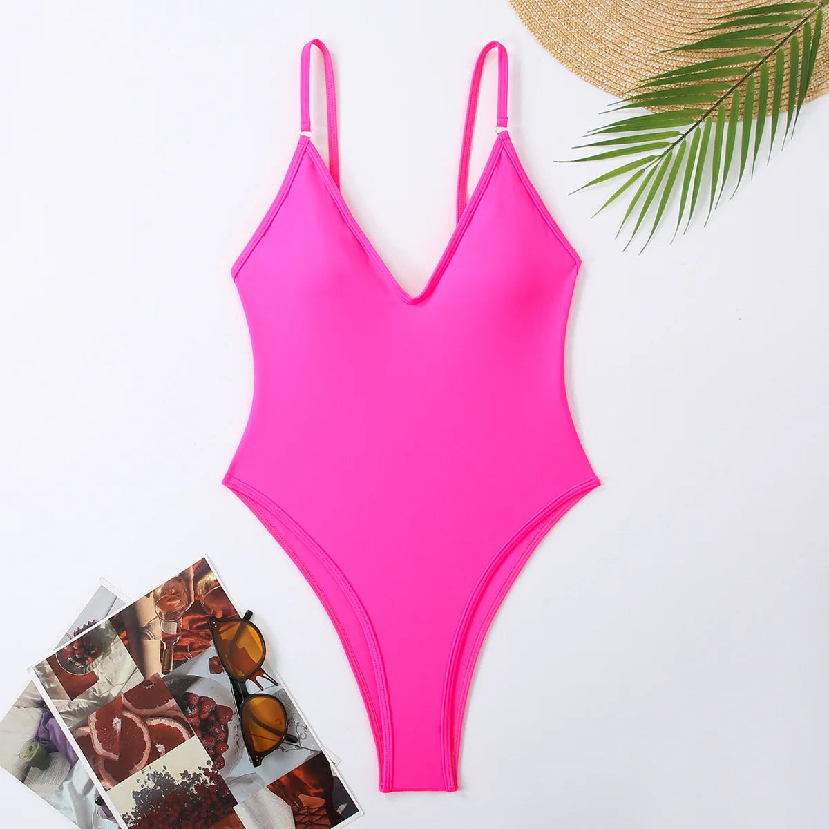 One Piece Swimsuit Women Summer Holiday Swimwear Thong Monokini Bathing Suit Mujer Micro Bikini Solid Neon Yellow