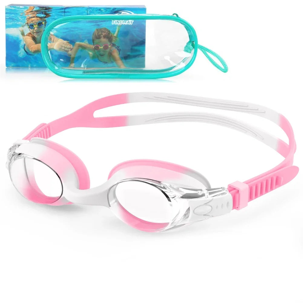 Findway Child Swimming Glasses Upgrade Waterproof Anti Fog UV  Professional Diving Swimming Glasses Eyewear Kids for Age 3-10