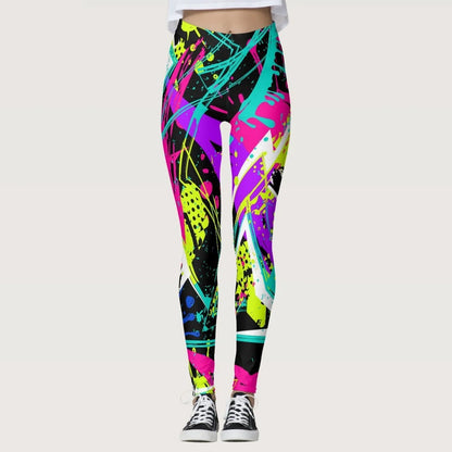 3D Geometric Graffiti Printed Women's Yoga Pants Fashion Running Fitness High Waist Leggings Outdoor Daily Sports Pant For Women