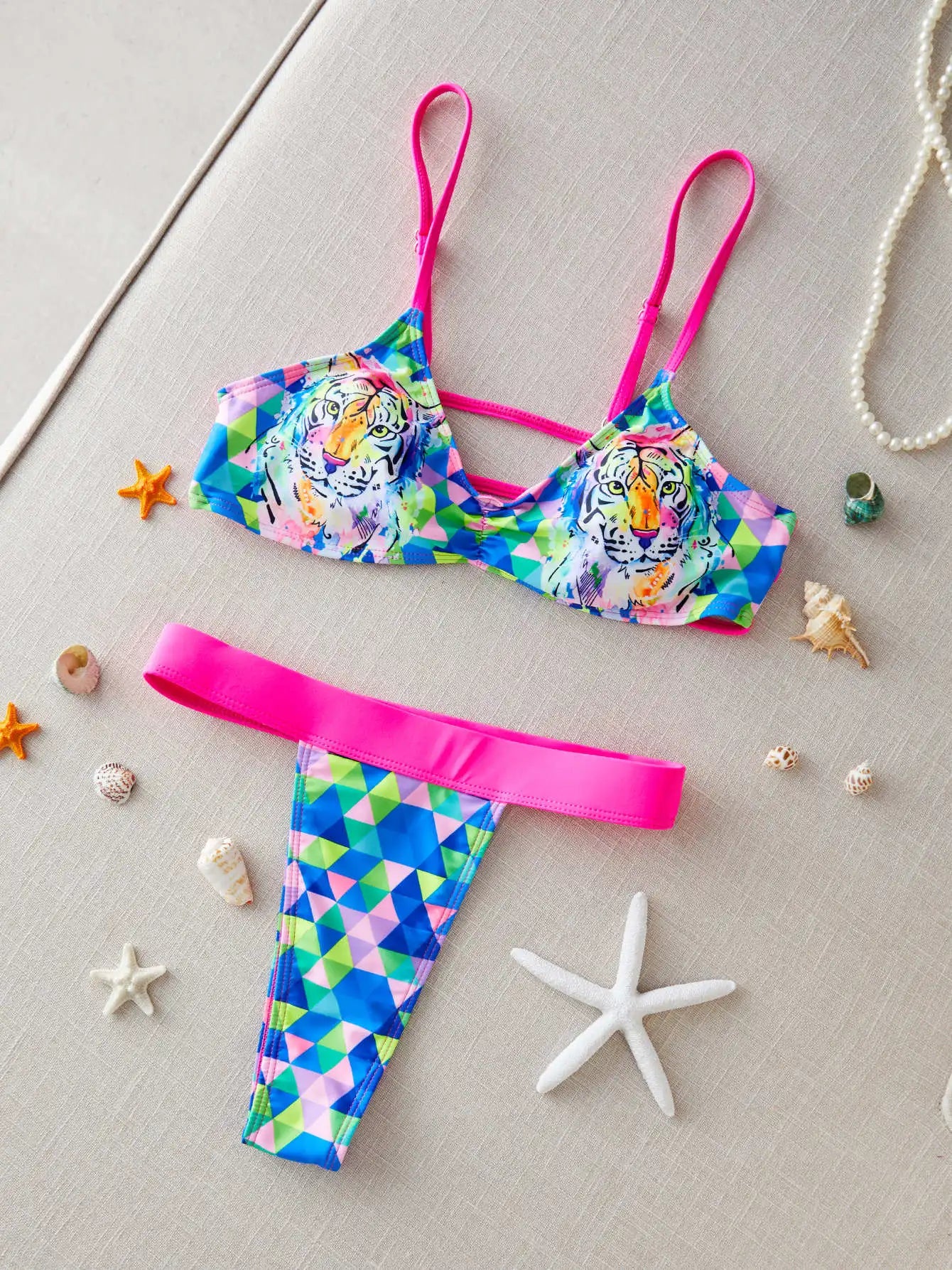 Brazilian Bikini Set Women Print Biquini Female Cut Bikinis Swimwear Push Up Swimsuit Bath Suit