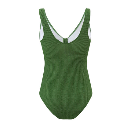 Womens One Piece Swimsuit Swim Leotard Sleeveless Low U Back Soft Cup Textured Monokini Bathing Suit for Beach Tropical Travel