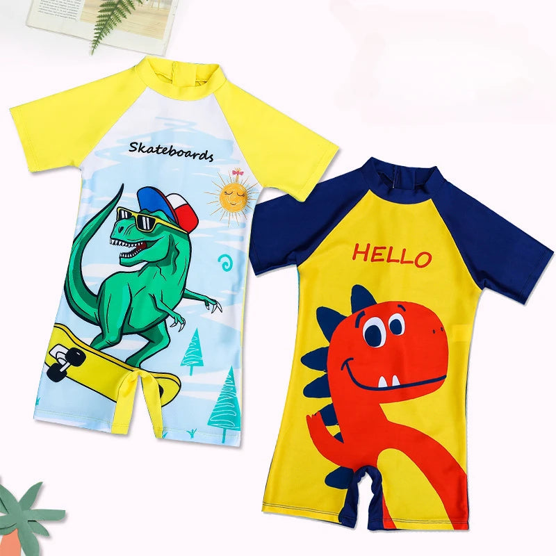 Children's Quick Drying Swimsuit, Boy Dinosaur, Korean Toddler, Sun Protection Swim Suits, Baby, Cute, Spring, Hot Summer