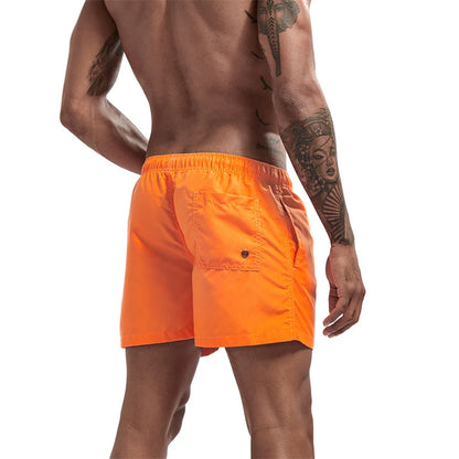 Mens Swim Trunks with Mesh Lining Side Pockets Solid Beach Shorts Quick Dry Lightweight Drawstring Board Shorts Summer Swimwear