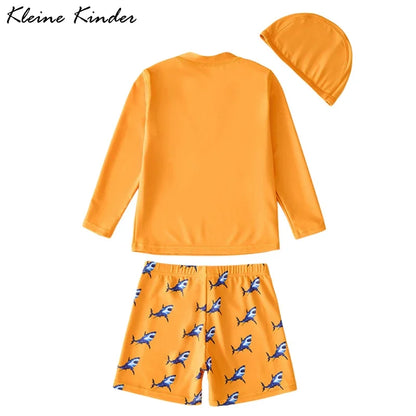 Swimsuit Boy Orange Rash Guard Kids UPF50 UV Protection Beach Clothes Long Sleeve Swimwear Children Swimming Bathing Suit Zipper