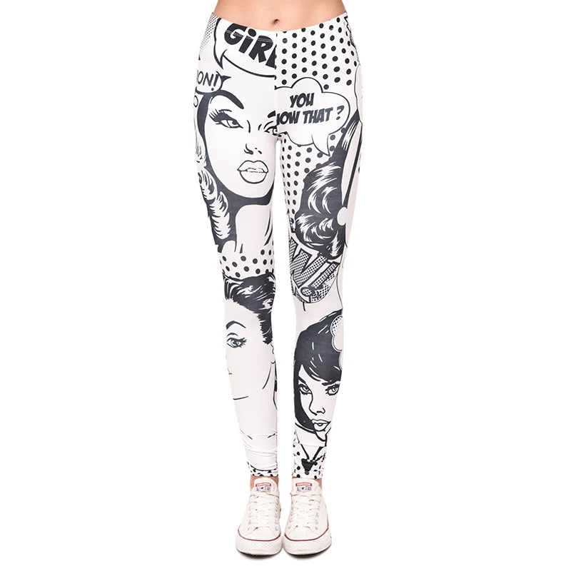 DeanFire Women's 80s Leggings Artistic Splash Printed Buttery Soft Stretchy Pants Leggings Elastic Waist Regular Trousers
