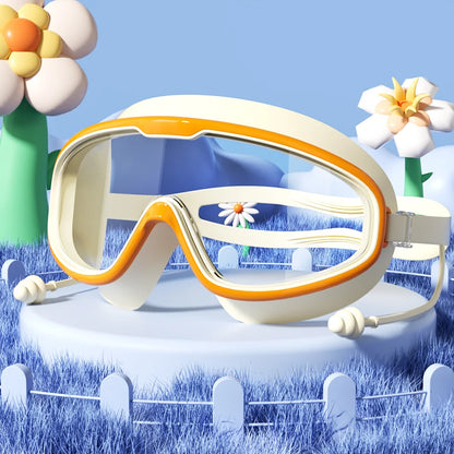 Kids Swimming Goggles with Big Frame, HD Lens and Anti-fog, Waterproof Children's Swim Goggles for Boys and Girls