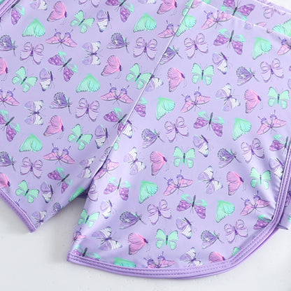 Girls Swimsuit Long Sleeve Shorts Set Fashion Beach Printed Girls Swimsuit children's swimsuit