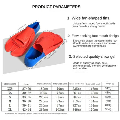 Adult Professional Flipper Diving Snorkeling Flipper Frog Shoes for Children Training Swimming Equipment Free Diving Short Fins