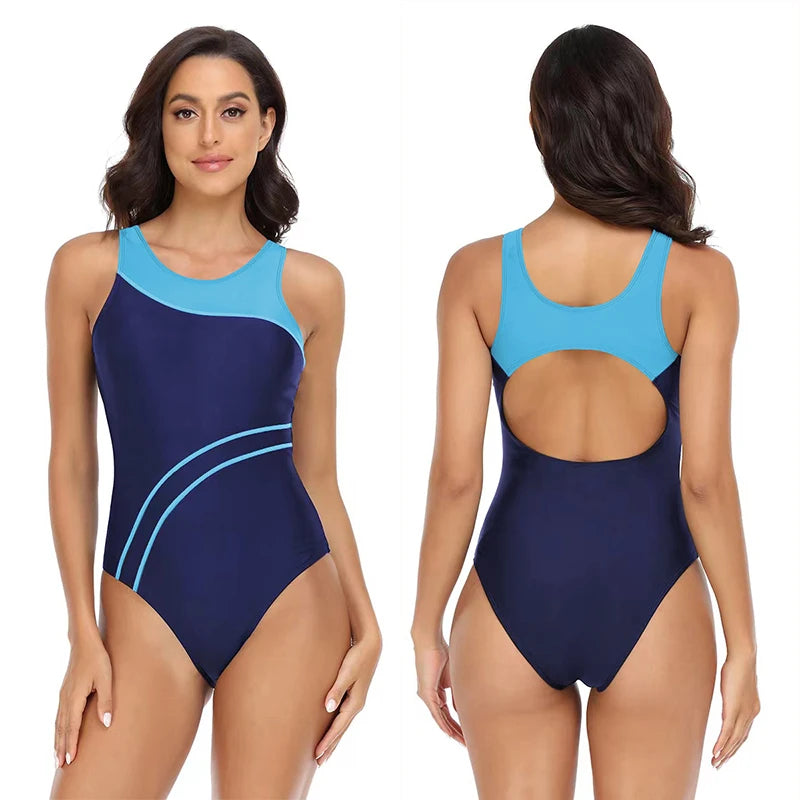 Woman Swimsuit One Piece Sport Swimwear Bathing Suit Women Summer Beachwear Patchwork Bath Suit Cut Out Swim Suit